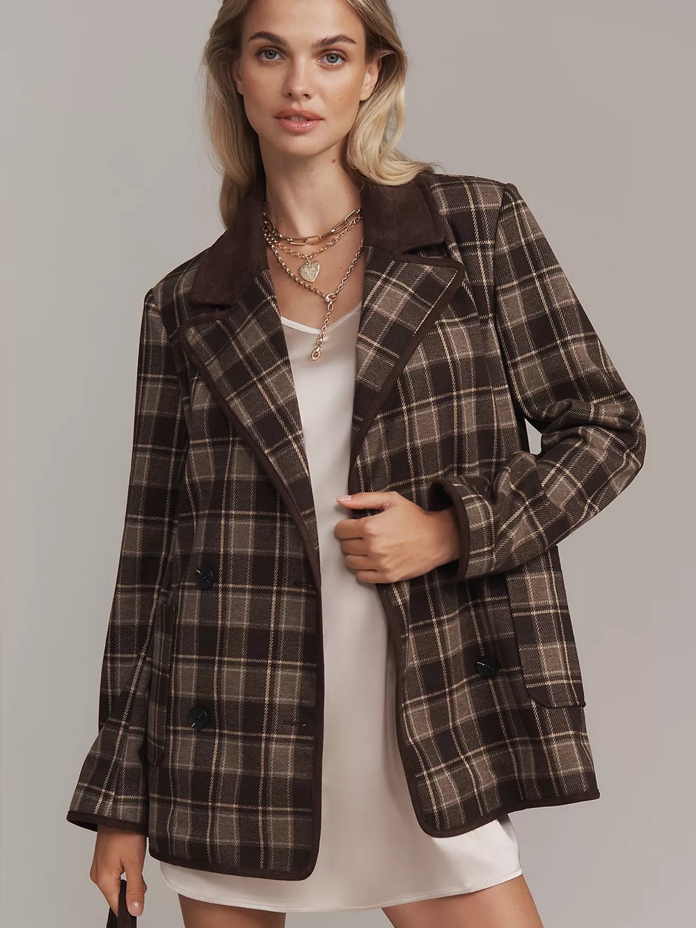 Avec Les Filles Double-Breasted Knit Blazer M